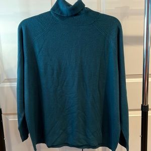 Karen Scott Blue and Green Cowl Turtleneck Sweater
